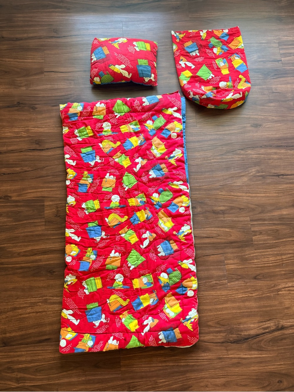 Vintage Snoopy Sleeping Bag with pillow and bag